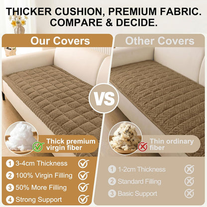 Smiry Non Slip Couch Covers for Dogs, Fuzzy Pet Couch Covers for 2-3 Cushion Sofa Pet Friendly, Soft Sofa Slipcovers Cushion Furniture Protector Washable (Beige, 27.6" x 59")