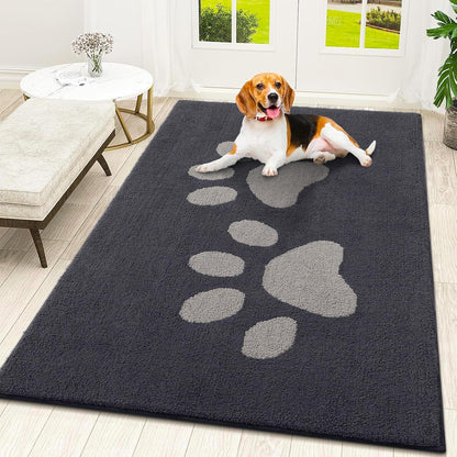 Smiry Dog Door Mat for Muddy Paws, Absorbs Moisture and Dirt, Low-Profile Entryway Mat with Non-Slip Backing, Entry Indoor Outdoor Doormat for Inside Floor (30x20 Inches, Grey, Striped)