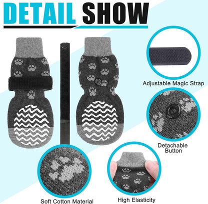 EXPAWLORER Anti Slip Dog Socks to Prevent Licking Paws, Dog Shoes for Hot Pavement, Dog Booties for Small Medium Large Senior Dogs, Traction Control Boots & Paw Protectors for Hardwood Floors