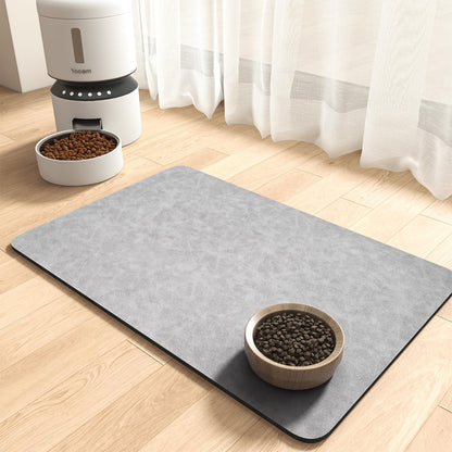MontVoo Dog Food Mat-Pet Feeding Mat for Food and Water-No Stains Quick Dry Dispenser Cat Bowl Mat for Messy Drinkers(12"x19" Dark Grey)