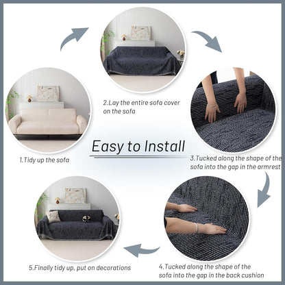 MYSKY HOME Couch Cover for Dogs, Washable Couch Covers, Non Slip Sofa Cover, Couch Cover 2 Cushion Sofa Dogs Furniture Protector with Tassels, Chenille Sofa Slipcover for Pets, 71"x118", Dark Grey