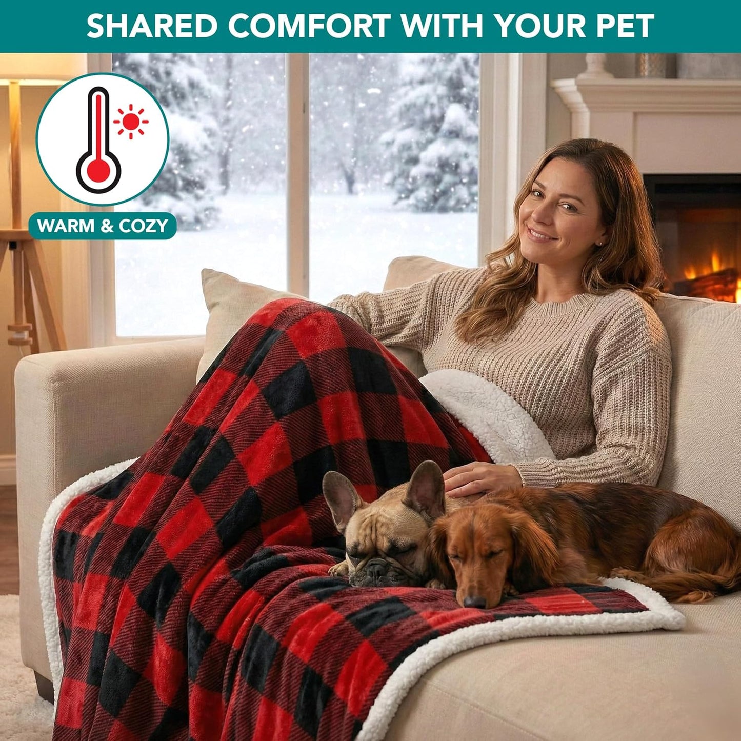 PetAmi Waterproof Dog Blanket for Couch, Large 60x40, Pee Proof Sherpa Fleece Reversible Pet Throw, Furniture Protector for Bed Sofa Kennel, Soft Washable Cover for Medium Dogs Cats, Grey Sherpa