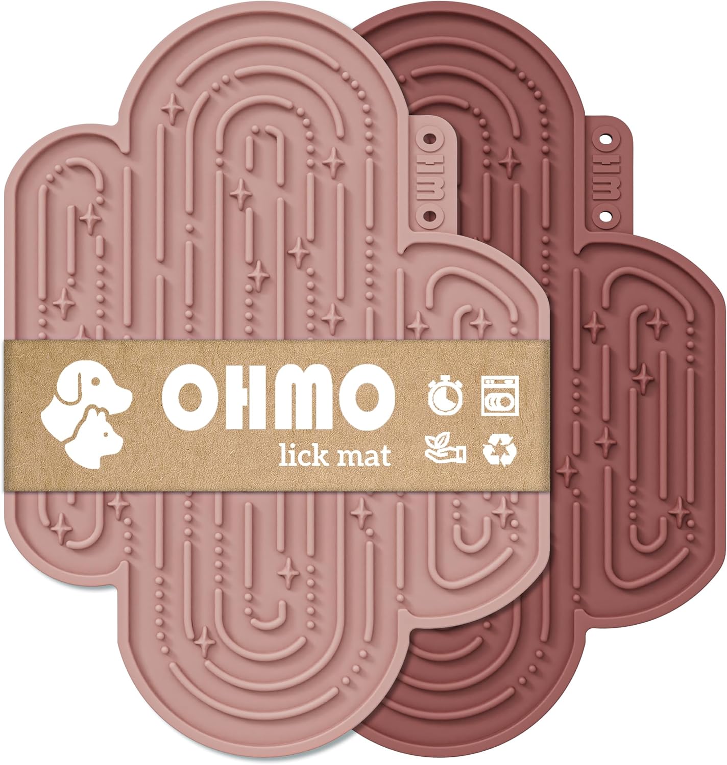 OHMO-Cactus Lick Mat for Dogs and Cats(2 Pack) Easy to Clean Pet Slow Feeder with Suction Cups, Licking Pad for Anxiety Relief and Boredom Reduction(Cactus&Light Green)
