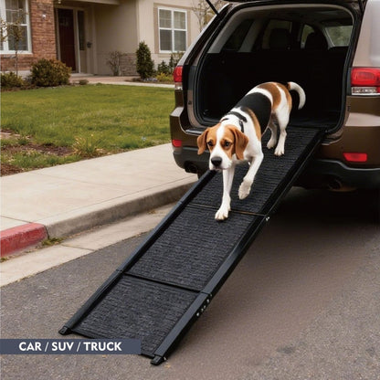Dog Ramp for Car, Folding Dog Ramp for Large Dogs up to 250 lbs, Portable Dog Ramp for Truck, SUV & High Bed, Non-Slip Surface, Easy to Carry, Black (65" x 17.2")