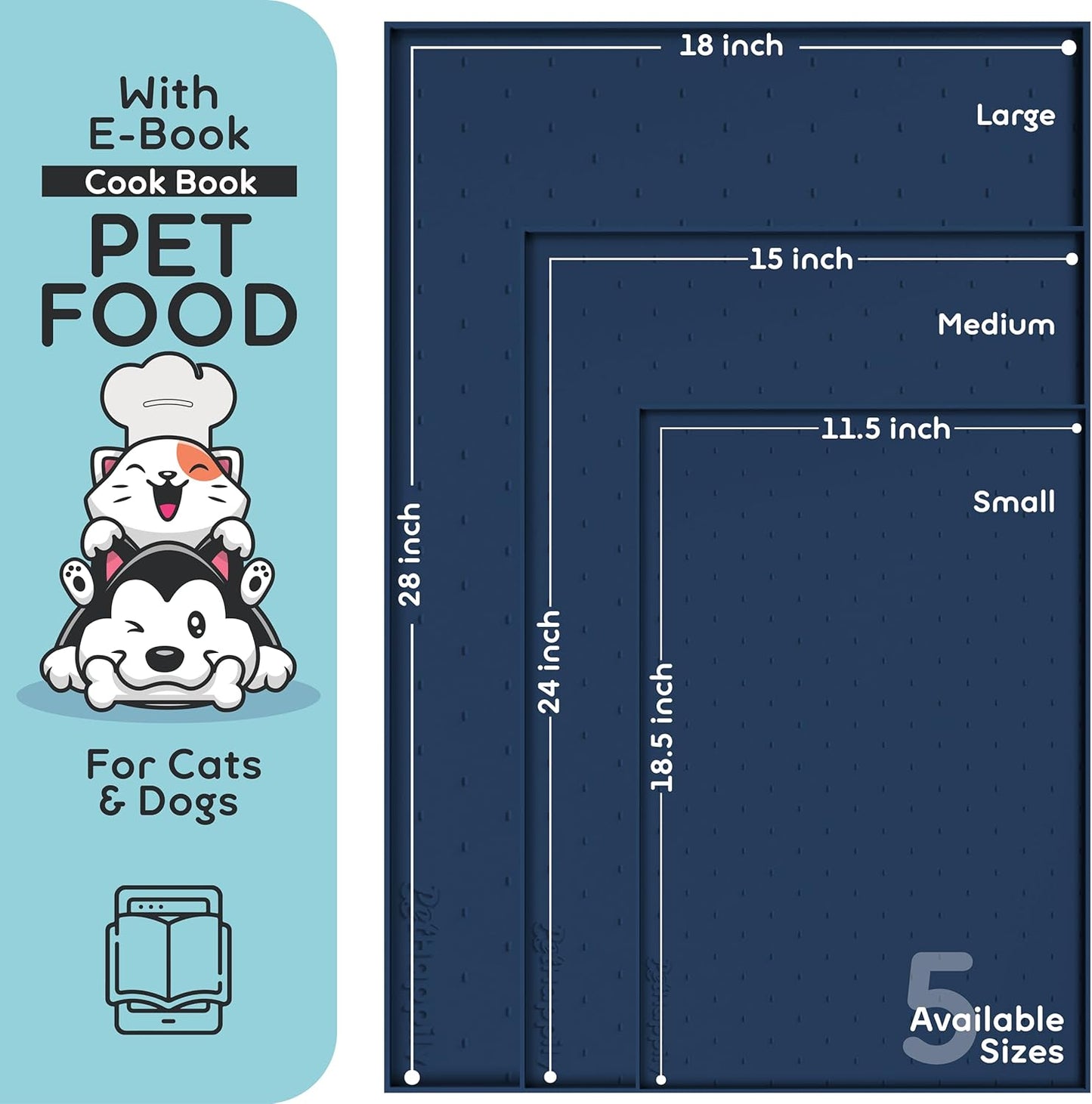 Dog Food Mat - Raised Edges Dogs Mat for Food and Water Prevent Spill, Waterproof Cat Food Mats Protect Floors, Easy Clean Dog Bowl Mats for Food and Water, Silicone Pet Feeding Placemats