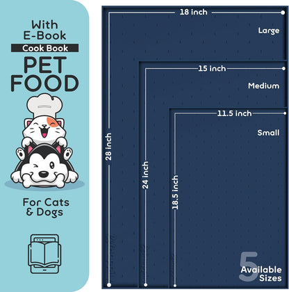 Dog Food Mat - Raised Edges Dogs Mat for Food and Water Prevent Spill, Waterproof Cat Food Mats Protect Floors, Easy Clean Dog Bowl Mats for Food and Water, Silicone Pet Feeding Placemats