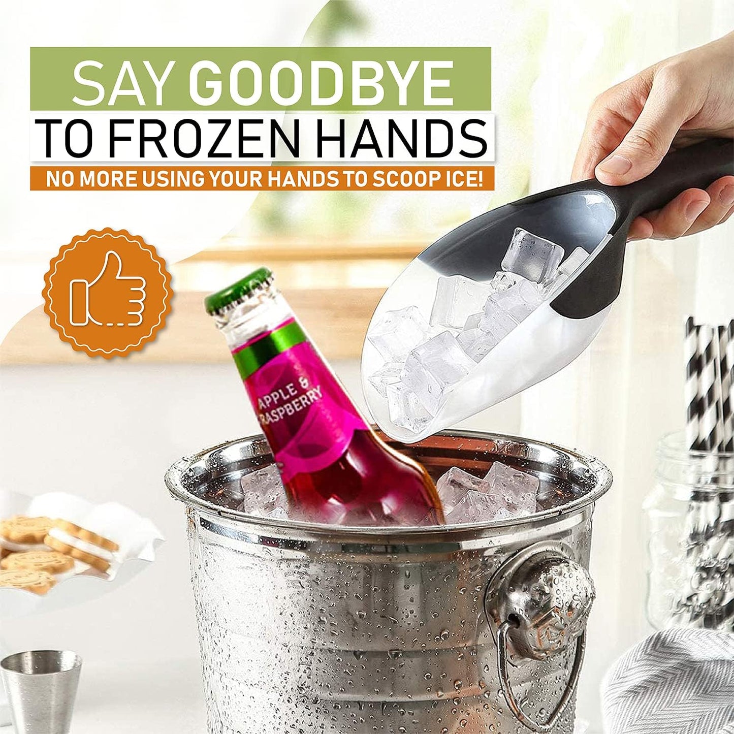 Spring Chef Dog Food Scoop, Contoured Translucent Flexi-Plastic Pet Food Scooper with Soft Grip Handle, Kitchen Magnetic Ice Scoop for Freezer, Ice Machine, Popcorn, Flour, Coffee Bean - Mint