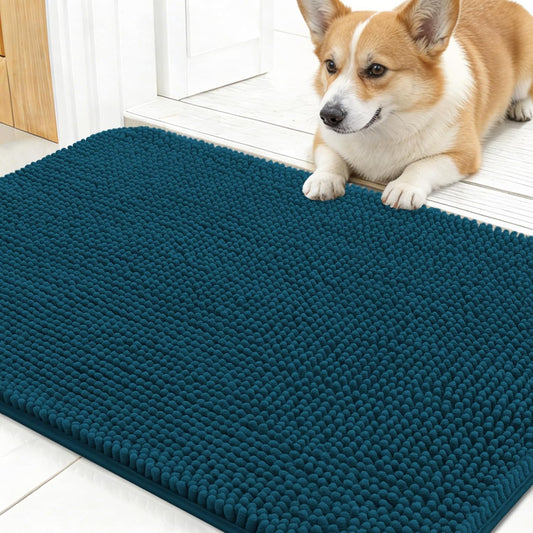 OLANLY Dog Door Mat for Muddy Paws 30x20, Absorbs Moisture and Dirt, Absorbent Non-Slip Washable Doormat, Quick Dry Chenille Mud Mat for Dogs, Entry Indoor Entryway Carpet for Inside Floor, Grey - Colors D