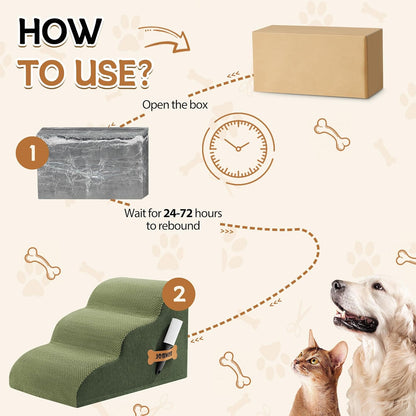 Romrol Dog Stairs Ramp for High Beds Couches, High Density Foam Pet Steps with Durable Non-Slip Waterproof Fabric Cover, Dog Stairs for Small Dogs or Cats or Pets, 5-Step, 22 Inch, Grey
