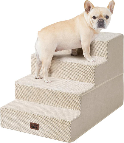 EHEYCIGA Dog Stairs for High Bed 22.5" H, 5-Step Dog Steps for Bed, Pet Steps for Small Dogs and Cats, Non-Slip Balanced Pet Ramp Indoor, Grey