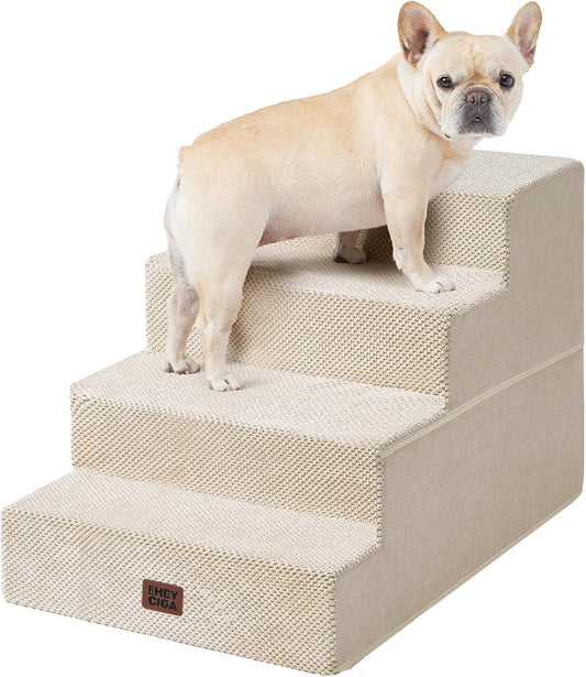 EHEYCIGA Dog Stairs for High Bed 22.5" H, 5-Step Dog Steps for Bed, Pet Steps for Small Dogs and Cats, Non-Slip Balanced Pet Ramp Indoor, Grey