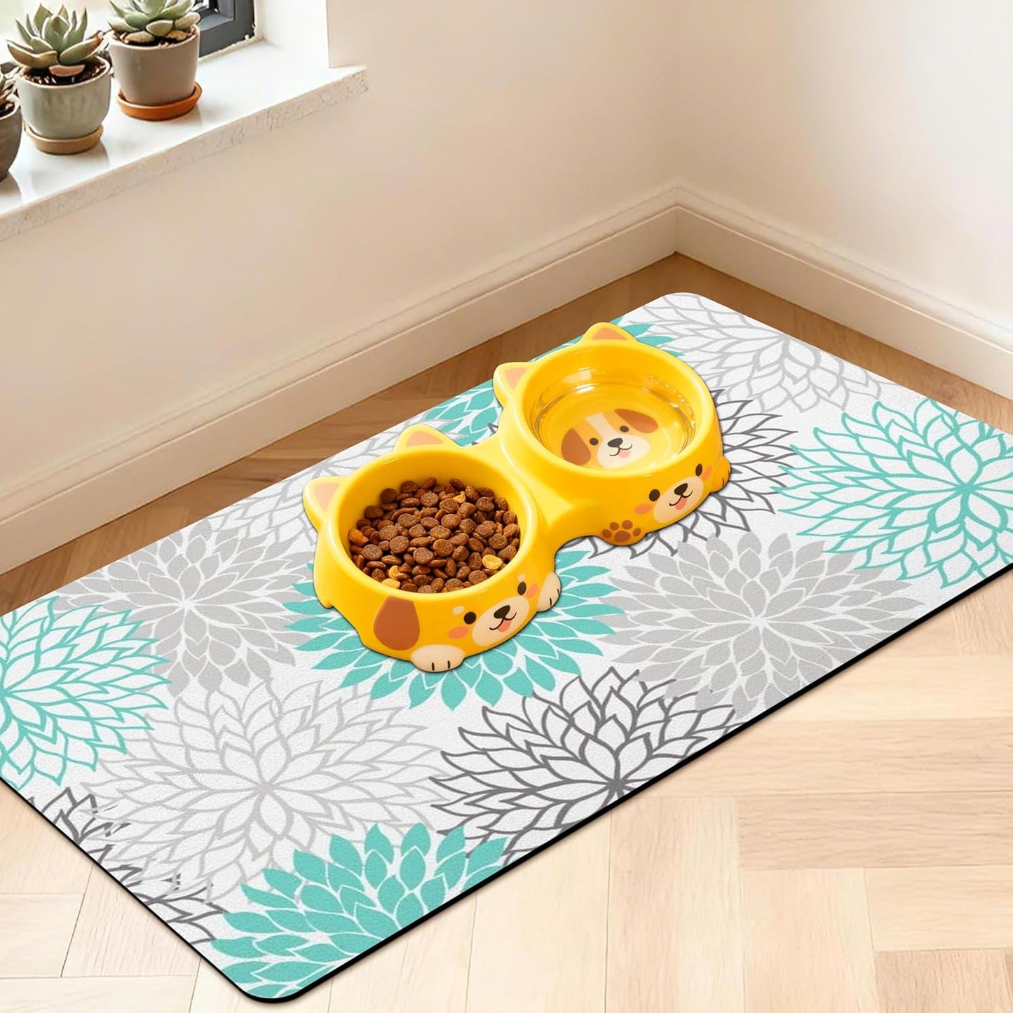 Pet Feeding Mat for Floors Waterproof Dog Mat for Food and Water Absorbent Quick Dry Non Slip mat for Cat Bowls