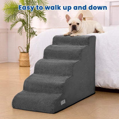 Airpanda Dog Stairs for Small Dogs and Cats – 3 Step Pet Ramp for Couch & Sofa, Non-Slip Dog Steps for Pets, Washable Cover, High-Density Support Foam for Easy Climbing,Beige
