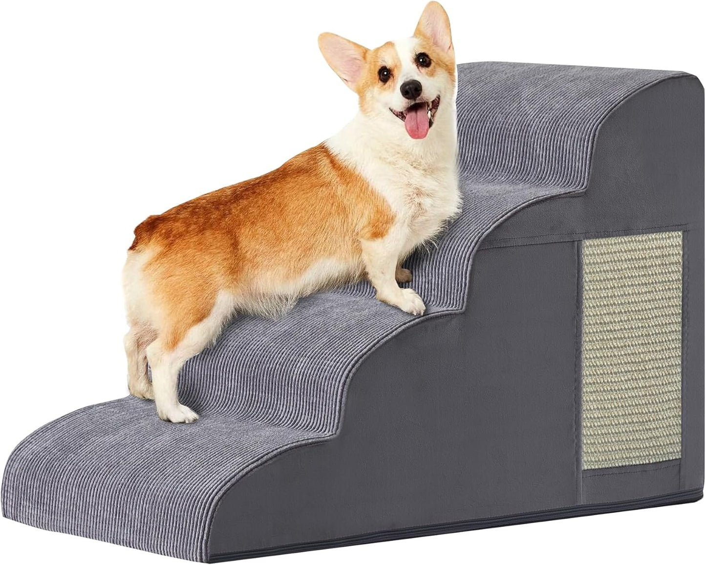 Dogs Steps for Bed, Dog Stairs for Small Dogs, 2-Step Dog Ramp for Bed, Couch, Sofa, and Chairs, Non-Slip Bottom Design, Cat Scratching, High Density Foam Portable Pet Step, Indoor, Grey