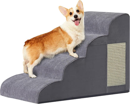 Dogs Steps for Bed, Dog Stairs for Small Dogs, 2-Step Dog Ramp for Bed, Couch, Sofa, and Chairs, Non-Slip Bottom Design, Cat Scratching, High Density Foam Portable Pet Step, Indoor, Grey