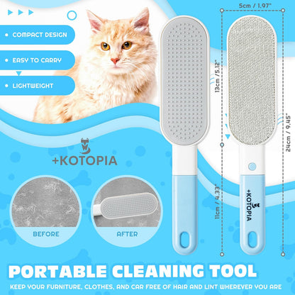 4-in-1 Pet Hair and Lint Remover Brush – Reusable Fabric and Clothing Cleaner for Pet Hair, Lint and Fur – Handheld Multi-Surface Tool for Clothes, Upholstery, Sofa and Travel Use (Sky Blue)