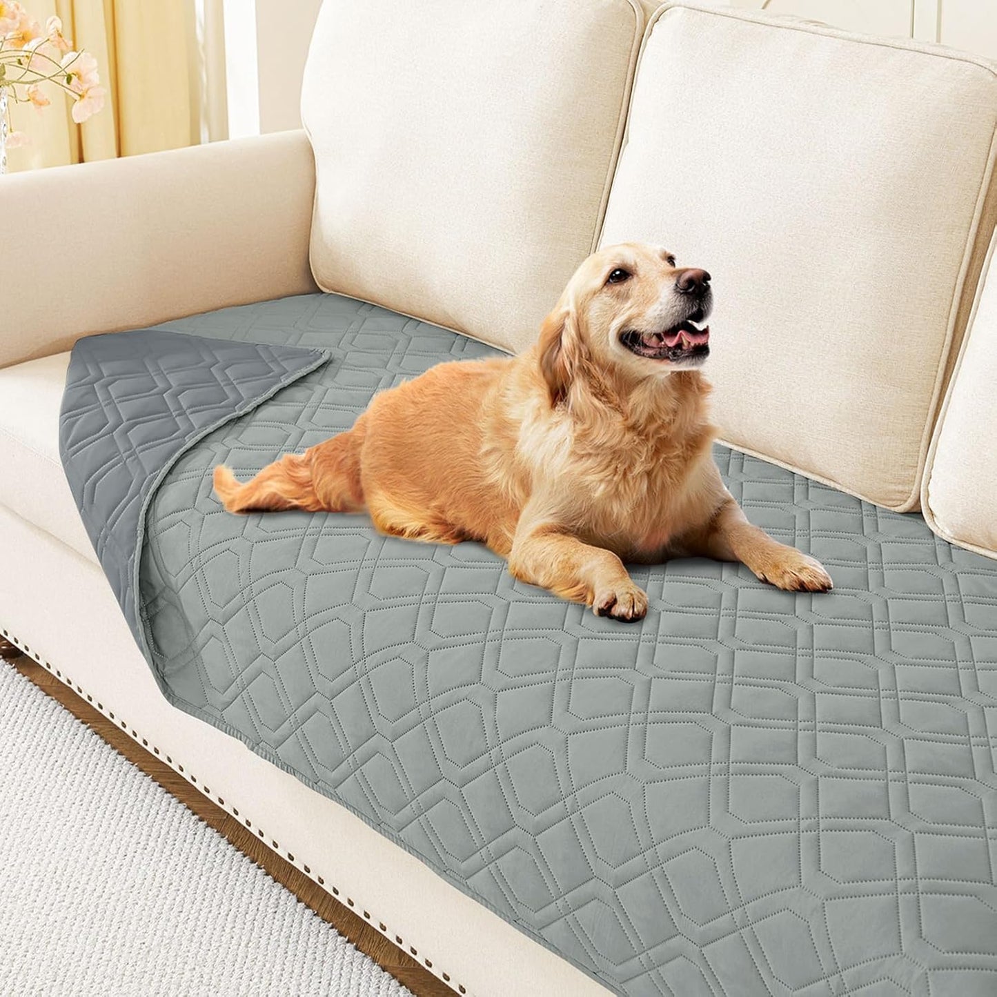 hyha Waterproof Dog Bed Blanket, Soft Pet Blankets, Waterproof Couch Cover for Dogs, Reversible Sofa Covers Washable for Furniture (30x70 Inch, Taupe/Beige)