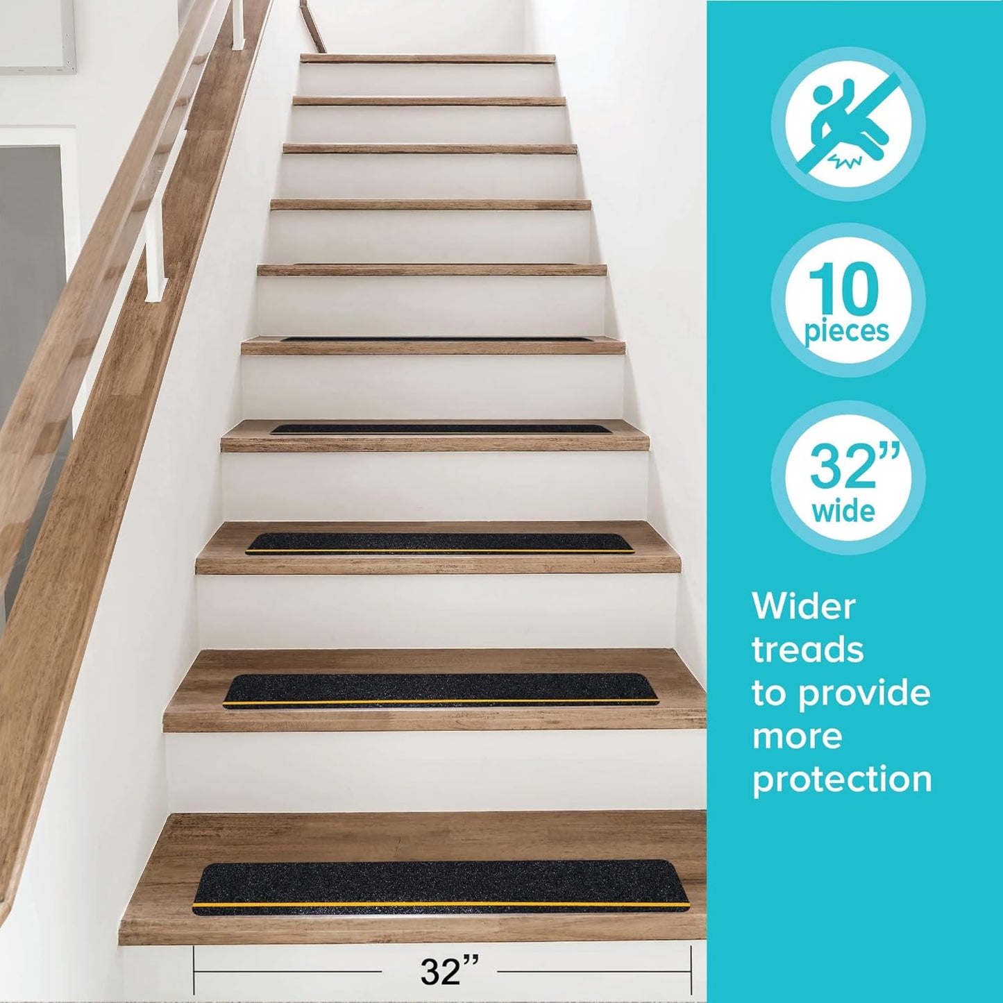 LifeGrip Stair Treads Non-Slip (15PCS), Anti Slip Transparent Stair Treads Tape for Indoor Wooden Step (4"X30"X15P-Treads)