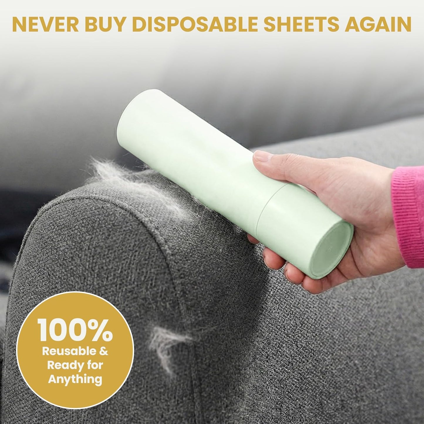 Pet Hair Remover Roller – Reusable Lint Roller for Cat & Dog Hair on Furniture, Couch, Carpet, Car & Bedding – Portable, Eco-Friendly