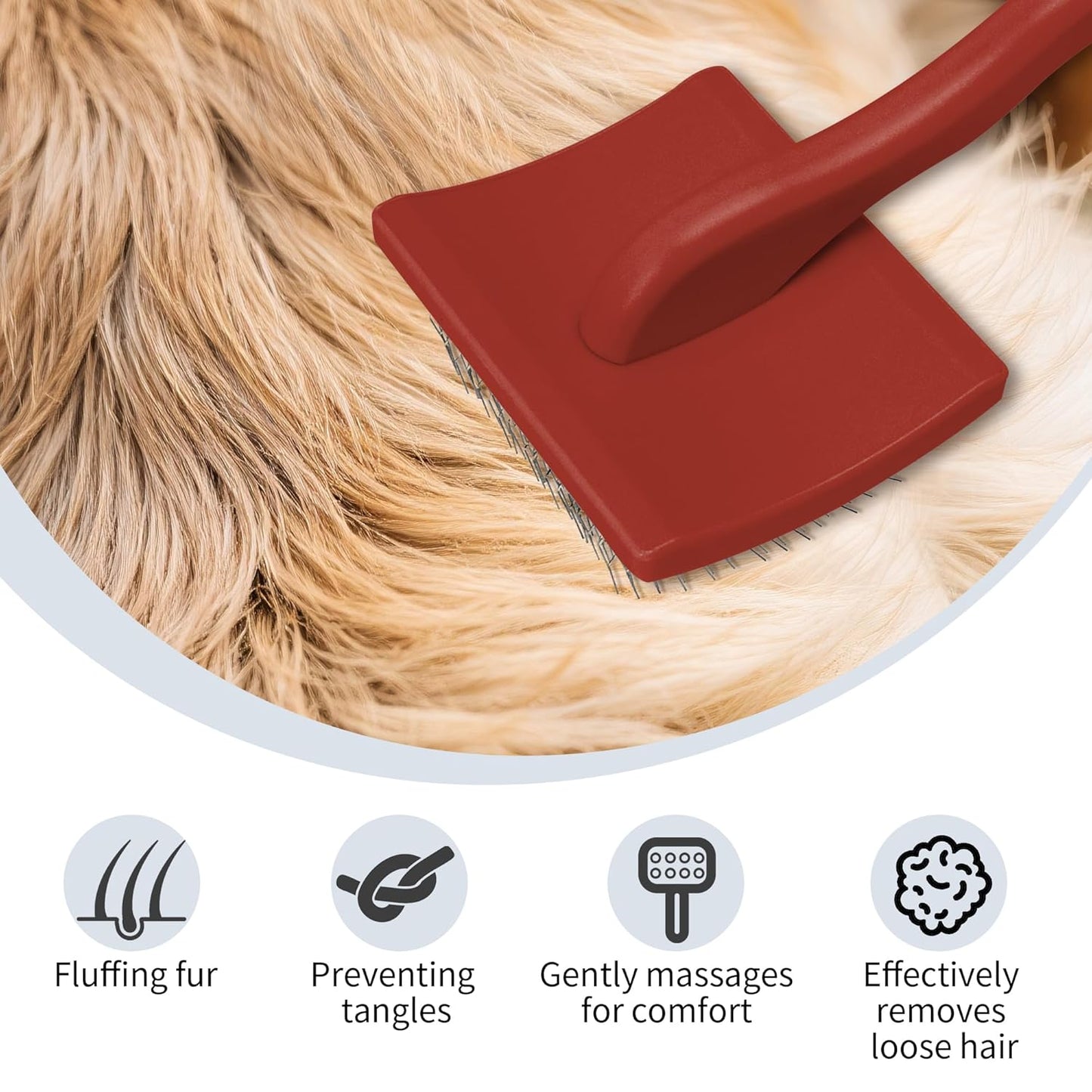 Pet Slicker Brush for Long & Short Hair - Detangling Tool for Dogs & Cats - 135° Angled Stainless Steel Pins, Curved Handle - Gentle Grooming for Small/Medium/Large Breeds (Lavender)