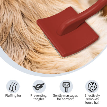Pet Slicker Brush for Long & Short Hair - Detangling Tool for Dogs & Cats - 135° Angled Stainless Steel Pins, Curved Handle - Gentle Grooming for Small/Medium/Large Breeds (Lavender)
