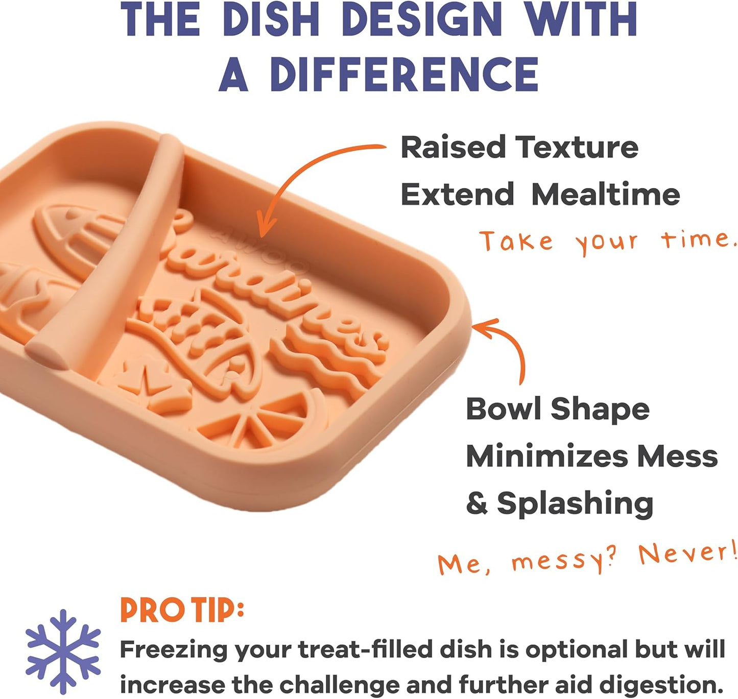 Awoo Lick Dish - Silicone Lick Mat + Slow Feeder for Cats & Small Dogs - Non-Slip Design with Suction Cups - Dishwasher Safe, Extends Mealtime, Reduces Anxiety (Periwinkle)