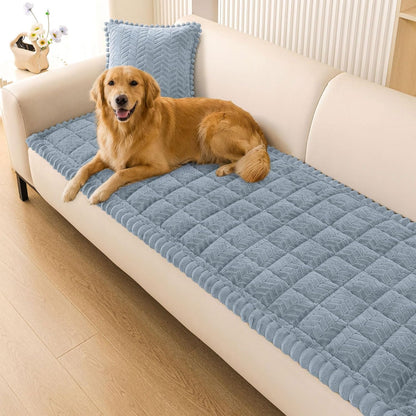 Smiry Non Slip Couch Covers for Dogs, Fuzzy Pet Couch Covers for 2-3 Cushion Sofa Pet Friendly, Soft Sofa Slipcovers Cushion Furniture Protector Washable (Beige, 27.6" x 59")