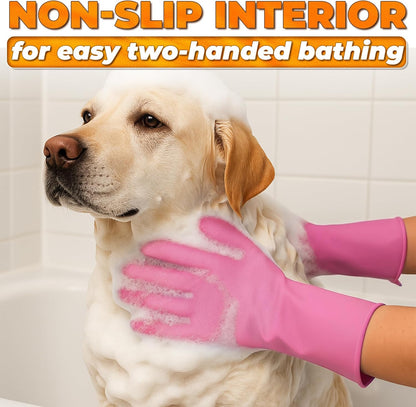 Cat and Dog Shampoo Gloves with 3000 Soft Bristles – 2-in-1 Dog Bath Gloves 11.6", Durable Silicone, Saves Shampoo | Massage, Grooming & Clean Wet or Dry – Made for Every Breed and Coat Style (Blue)