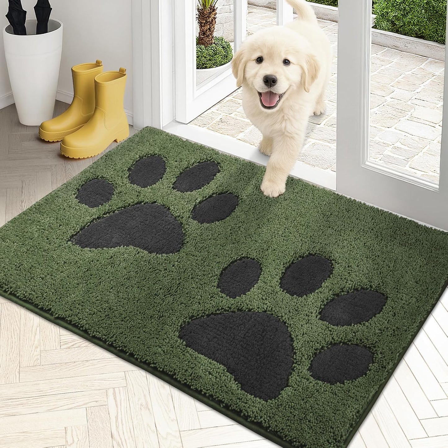 PURRUGS Dirt Trapping Door Mat 20" x 31.5", Non-Skid/Slip Machine Washable Microfiber Entryway Rug, Dog Doormat, Super Absorbent Welcome Mat for Muddy Wet Shoes and Paws, Grey
