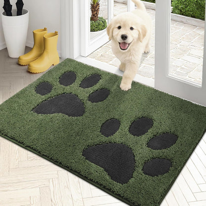 PURRUGS Dirt Trapping Door Mat 20" x 31.5", Non-Skid/Slip Machine Washable Microfiber Entryway Rug, Dog Doormat, Super Absorbent Welcome Mat for Muddy Wet Shoes and Paws, Grey