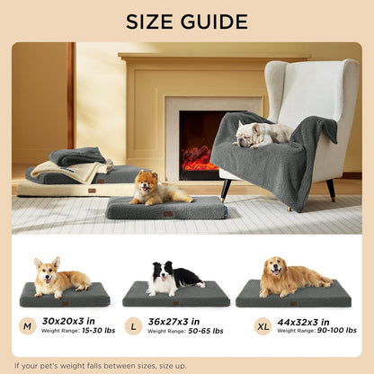 Bedsure Dog Beds Large Sized Dog - Comfy Flat Pet Beds with Removable Washable Cover, Orthopedic Egg Crate Foam Puppy Mat, Suitable for Pet Up to 65 lbs