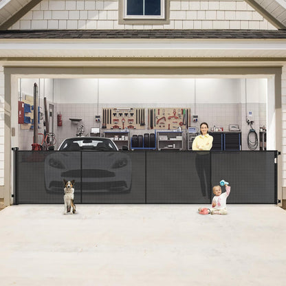 Reinforced 80 Inch Retractable Baby Gate Extra Wide Baby Gate for Wide Openings, Indoor/Outdoor Retractable Dog Gate for Doorway, Mesh Dog Gate Indoor Prevent Babies/Pets from Crawling Under, Black