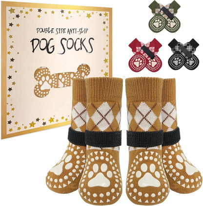 BEAUTYZOO Dog Socks to Prevent Licking Paws -Dog Shoes for Hot Pavement & Hardwood Floors Anti Slip, Traction Control Boots & Paw Protectors with Double Side Grips for Small Medium Large Senior Dogs