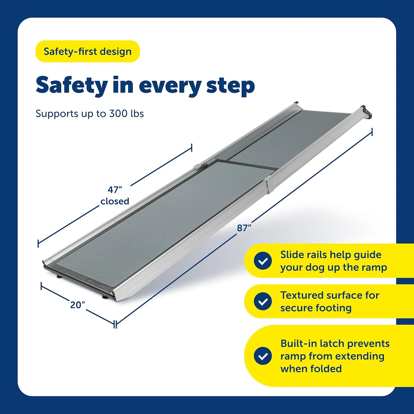 PetSafe Happy Ride Telescoping Dog Ramp, Portable Pet Ramp for Cars, Trucks & SUVs with Adjustable Sizing