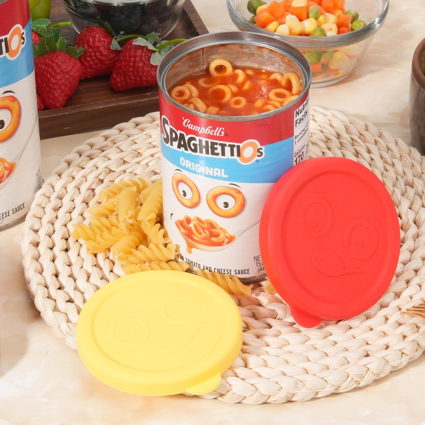 2PCs 3.0-inch Silicone Can Lids for Chef Boyardee | Van Camp's | Goya | Bush's Best | Farmer's Market Can, Can Cover for Canned Goods, Soup Can Cap, Fit Most Standard Size, Dishwasher Safe (Lids ONLY)