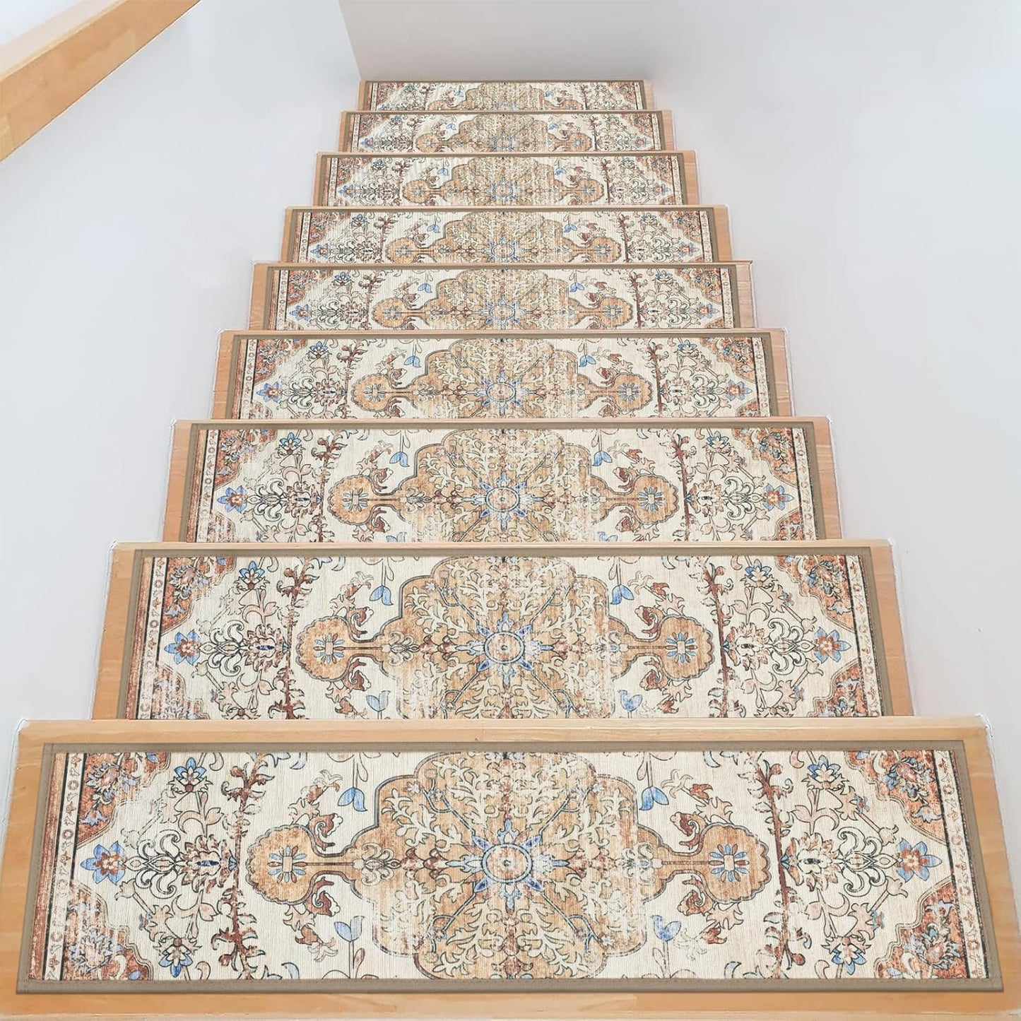 Pauwer Carpet Stair Treads for Wooden Steps Indoor 15 Pack 8" X 30" Peel and Stick Stair Treads Non Slip Staircase Step Treads Reusable Stair Runner Rugs for Dogs, Kids and Elders