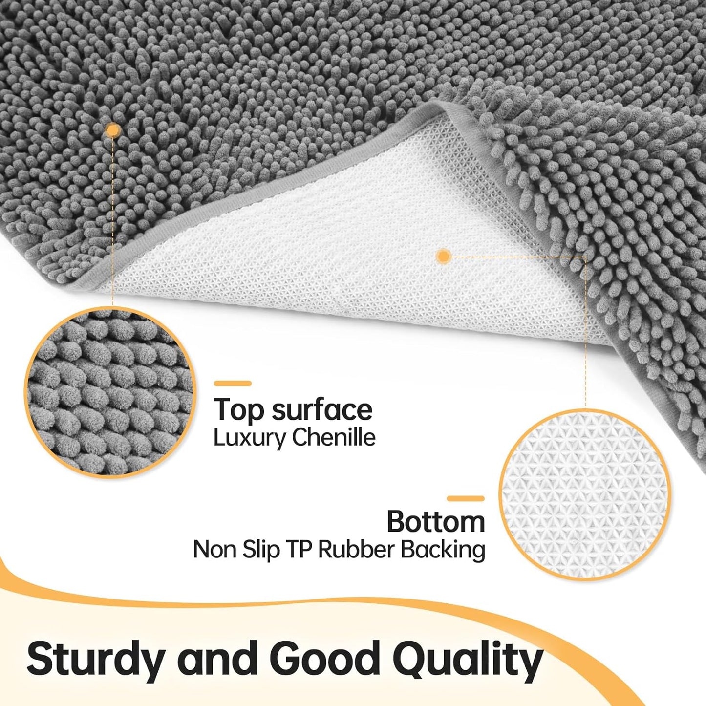 Absorbent Dog Door Mat for Muddy Paws, 60" x 24" Chenille Indoor Mats for Entryway, Trap Dirt Front Door Mat Indoor Entrance Washable Non Slip Soft
