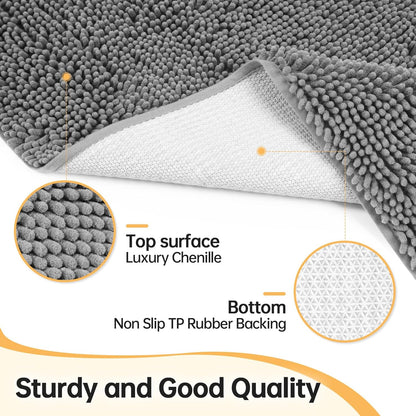 Absorbent Dog Door Mat for Muddy Paws, 60" x 24" Chenille Indoor Mats for Entryway, Trap Dirt Front Door Mat Indoor Entrance Washable Non Slip Soft