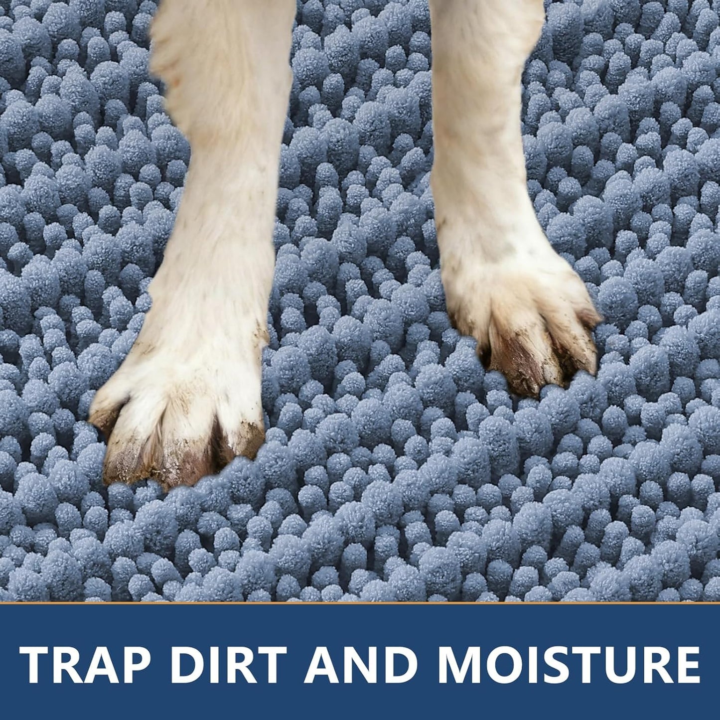 Smiry Dog Door Mat for Muddy Paws 30x20, Extra Soft Absorbent Chenille Doormat, Trap Moisture and Dirt, Non-Slip Machine Washable Front Door Mat for Indoor Entrance Inside Floor, Grey