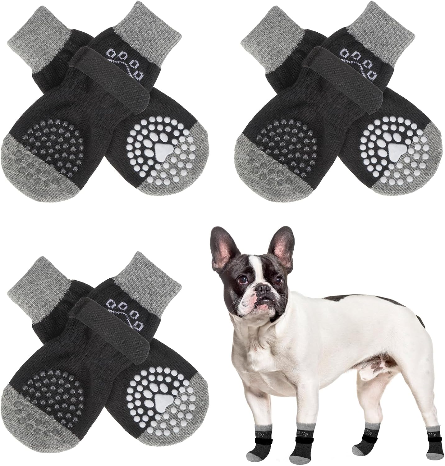 SCENEREAL 6Pcs Anti Slip Dog Socks to Prevent Licking Paws for Hot/Cold Pavement, Dog Grippy Socks for Hardwood Floors, Dog Shoes for Boots & Paw Protectors for Puppy Small Medium Large Senior Dogs
