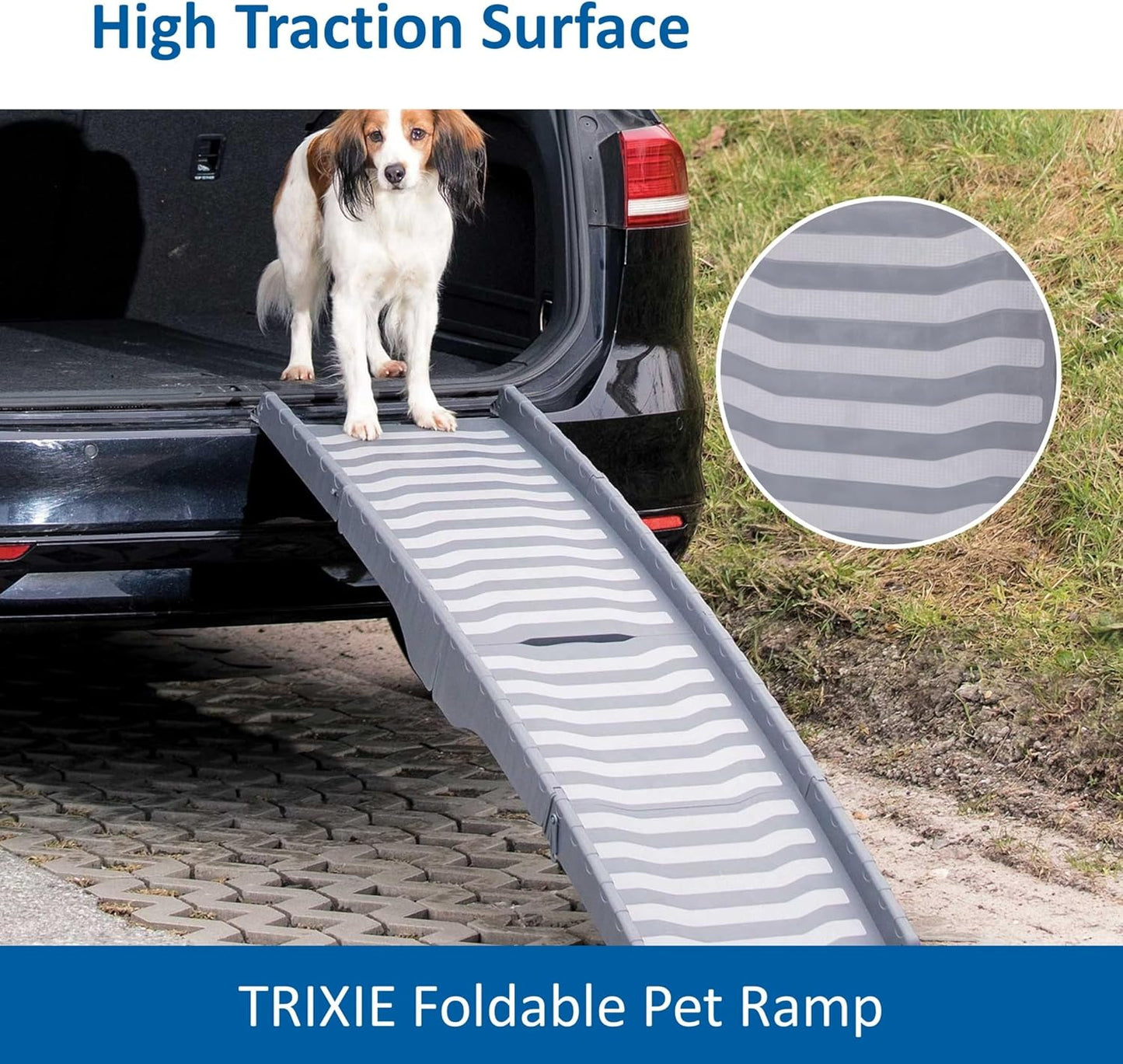 Trixie Folding Dog Ramp with Non-Slip Surfaces - Pet Ramp for Large Cars and SUVs - Foldable, Easy to Store and Clean - in Black