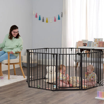 Regalo Safety 28"-76” Super Wide Configurable Baby Gate for Doorways & Open Spaces, 3-Panel Wall Mounted Safety Gate with Door for Babies, Toddlers & Pets, Includes Wall Mount Hardware