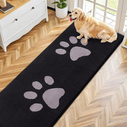 Smiry Dog Door Mat for Muddy Paws, Absorbs Moisture and Dirt, Low-Profile Entryway Mat with Non-Slip Backing, Entry Indoor Outdoor Doormat for Inside Floor (30x20 Inches, Grey, Striped)