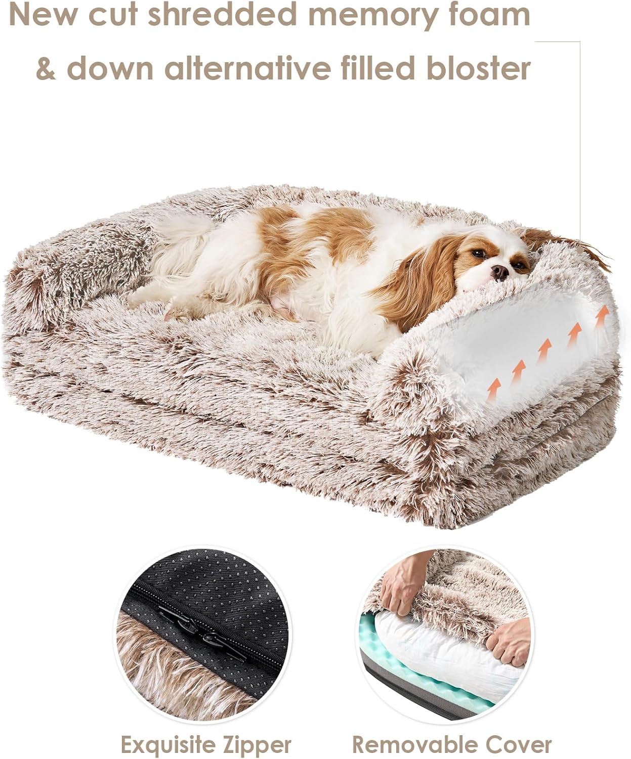EHEYCIGA Foldable XXL Dog Bed for Large Sized Dog, 54"x38"x7.5" Faux Fur Fluffy Pet Couch Bed, Orthopedic Calming Memory Foam Big Pet Bed, Washable Pet Sofa Bed with Non-Slip Bottom, Dark Grey