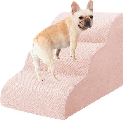 Dog Stairs for Small Dogs, 3 Tiers High Density Foam Dog Ramp, Extra Wide Non-Slip Pet Steps for High Beds Or Couch, Soft Foam Doggie Ladder for Dogs Injured, Older Pets, Small Cats
