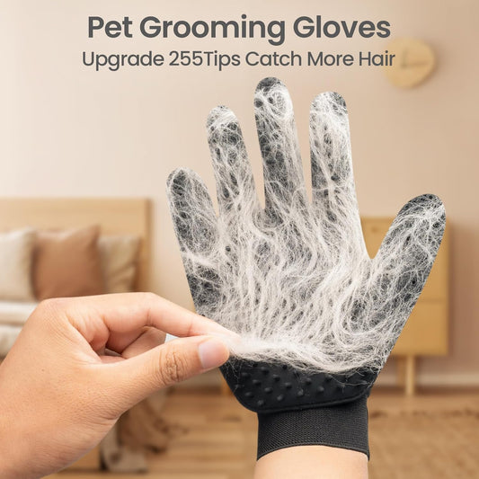 Pet Hair Remover Glove - Gentle Pet Grooming Glove Brush - Deshedding Glove - Massage Mitt with Enhanced Five Finger Design - Perfect for Dogs & Cats with Long & Short Fur - 1 Pack (Right-hand), Green