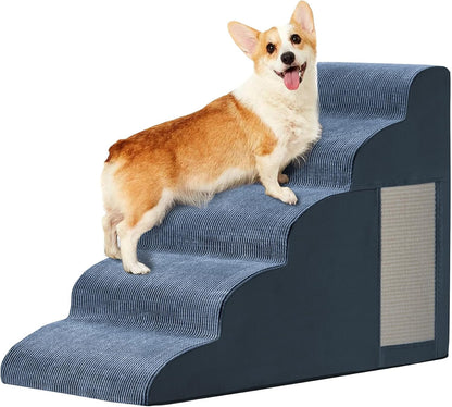 Dogs Steps for Bed, Dog Stairs for Small Dogs, 2-Step Dog Ramp for Bed, Couch, Sofa, and Chairs, Non-Slip Bottom Design, Cat Scratching, High Density Foam Portable Pet Step, Indoor, Grey