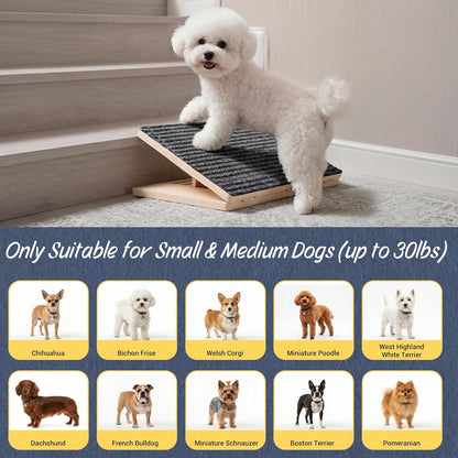 Dog Ramp for Stairs 2 Pack - Adjustable Wooden Stair Wedges for Small Dogs, Foldable Indoor Dog Stair Ramp with Triangular Support and Non-Slip Pads for Senior and Short-Legged Pets