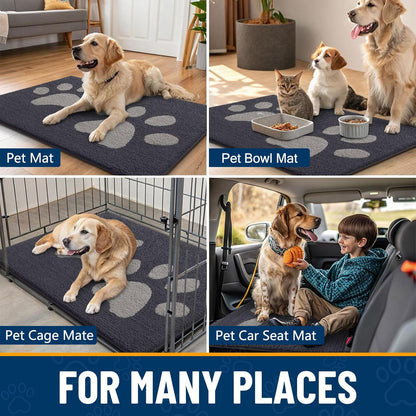 Smiry Dog Door Mat for Muddy Paws, Absorbs Moisture and Dirt, Low-Profile Entryway Mat with Non-Slip Backing, Entry Indoor Outdoor Doormat for Inside Floor (30x20 Inches, Grey, Striped)