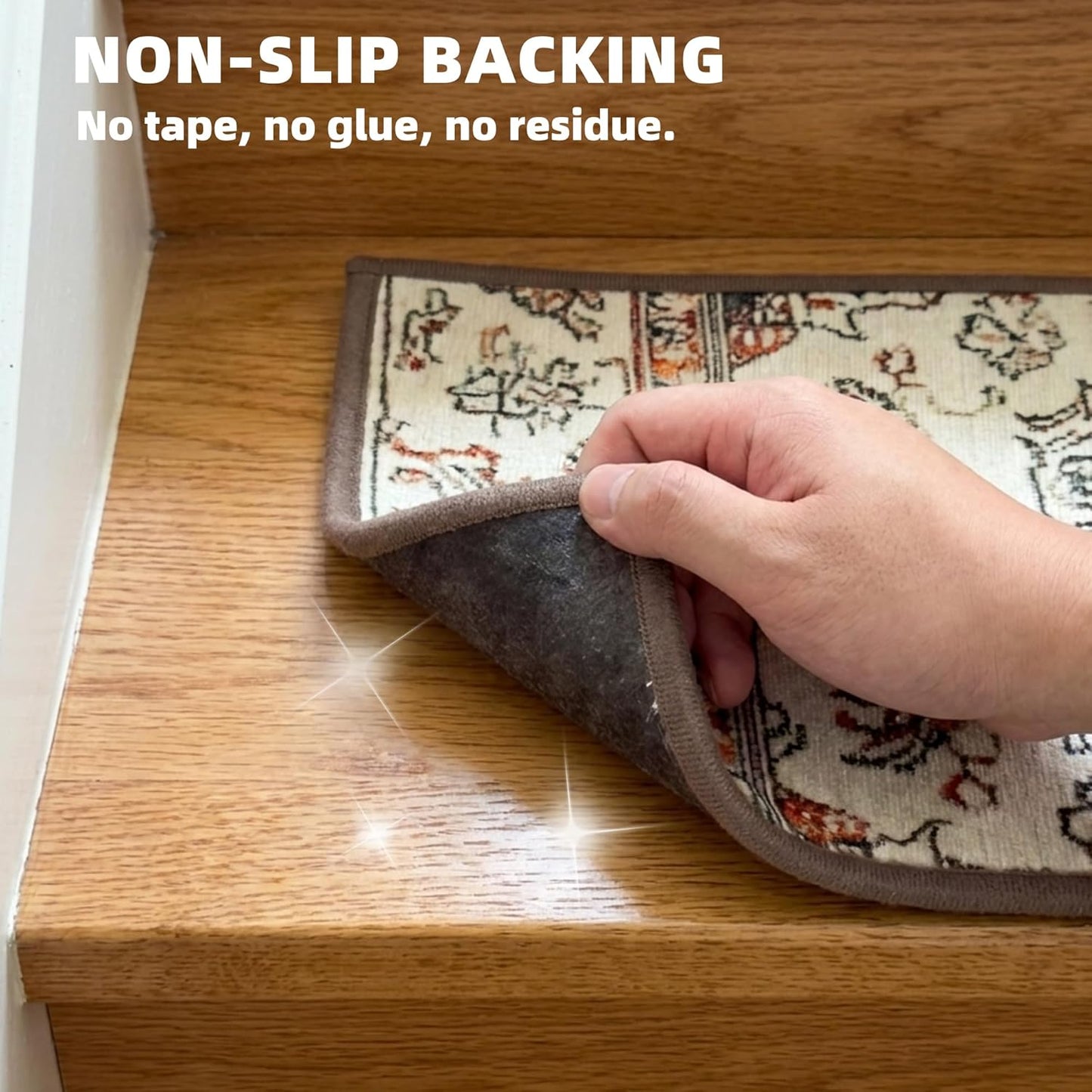 9" x 30" Extra Wide Stair Treads for Wooden Steps (15 Pack) - Non Slip Indoor Carpet Stair Runners for Dogs & Seniors - Ergonomic Anti-Slip Rugs for Hardwood, Peel & Stick, Washable, Brown